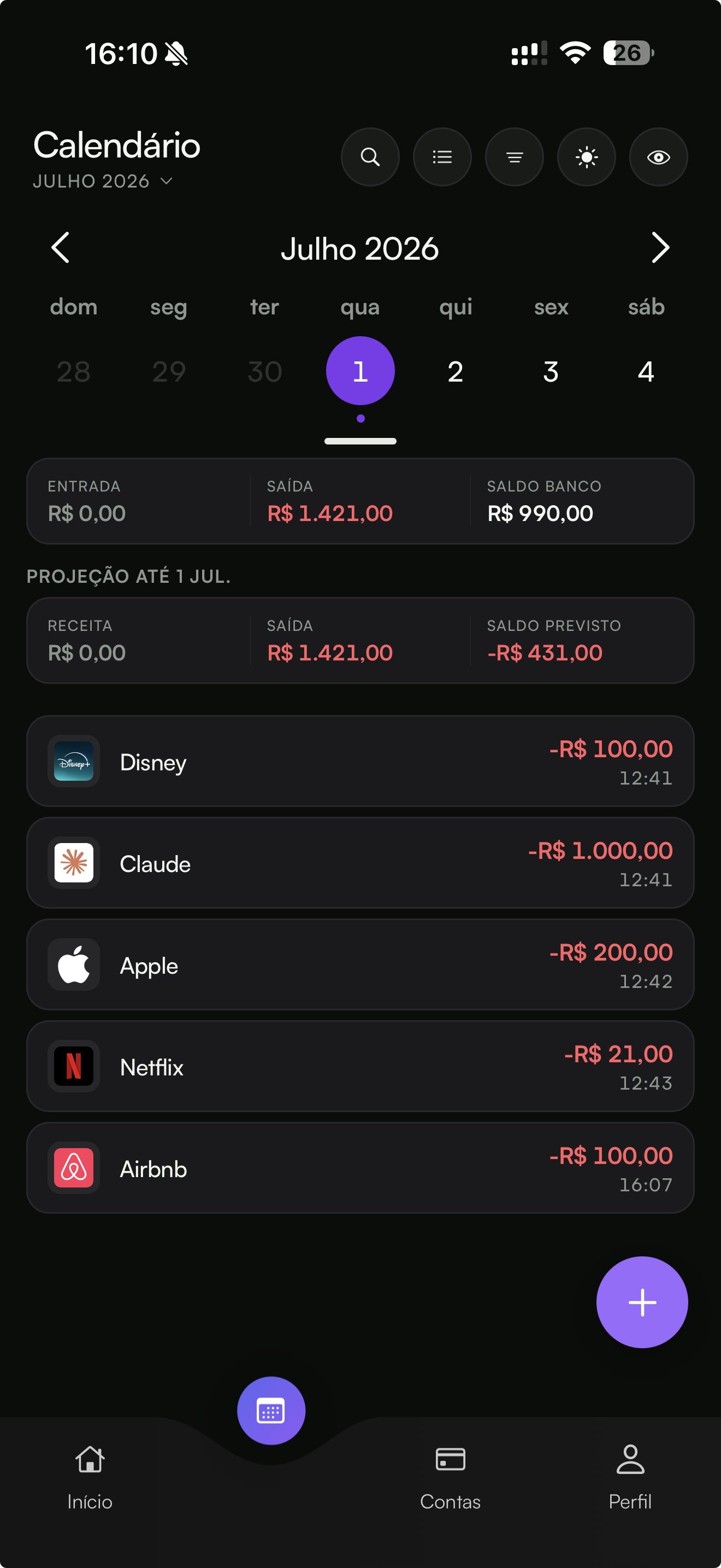 Calendário financeiro